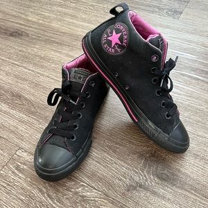 Converse All-Star high tops. Black and pink. Youth size 5.